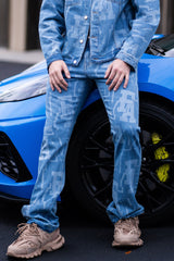 MYFA Light Denim Wash Flare Pants [READ DESCRIPTION]