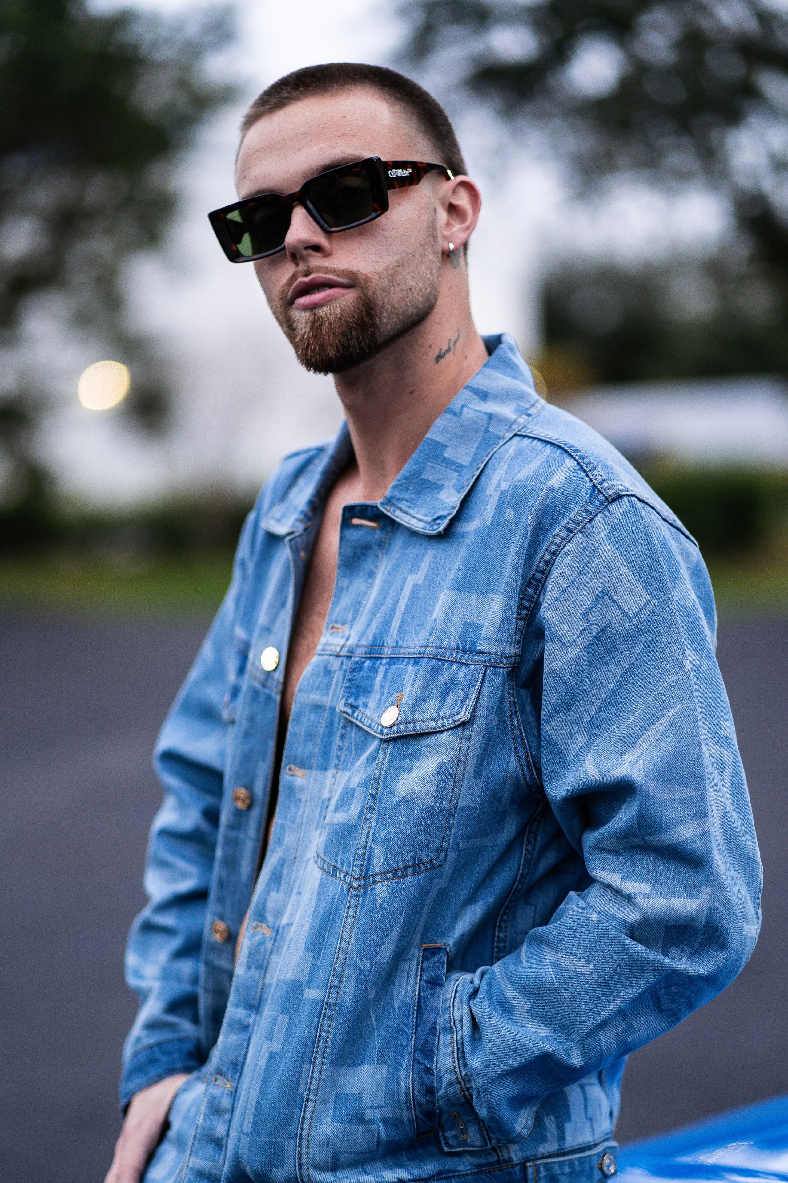 MYFA Light Denim Wash Trucker Jacket