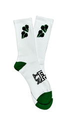 Classic Double Logo Cushioned Socks: White Color with Green Logo