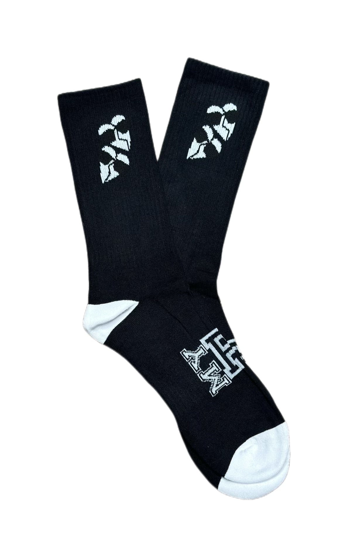 Classic Double Logo Cushioned Socks: Black Color with White Logo