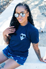 Classic Baby Blue Logo Navy Crewneck T-Shirt (UNISEX)