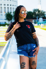 Classic Red Logo Black Crewneck T-Shirt (UNISEX)