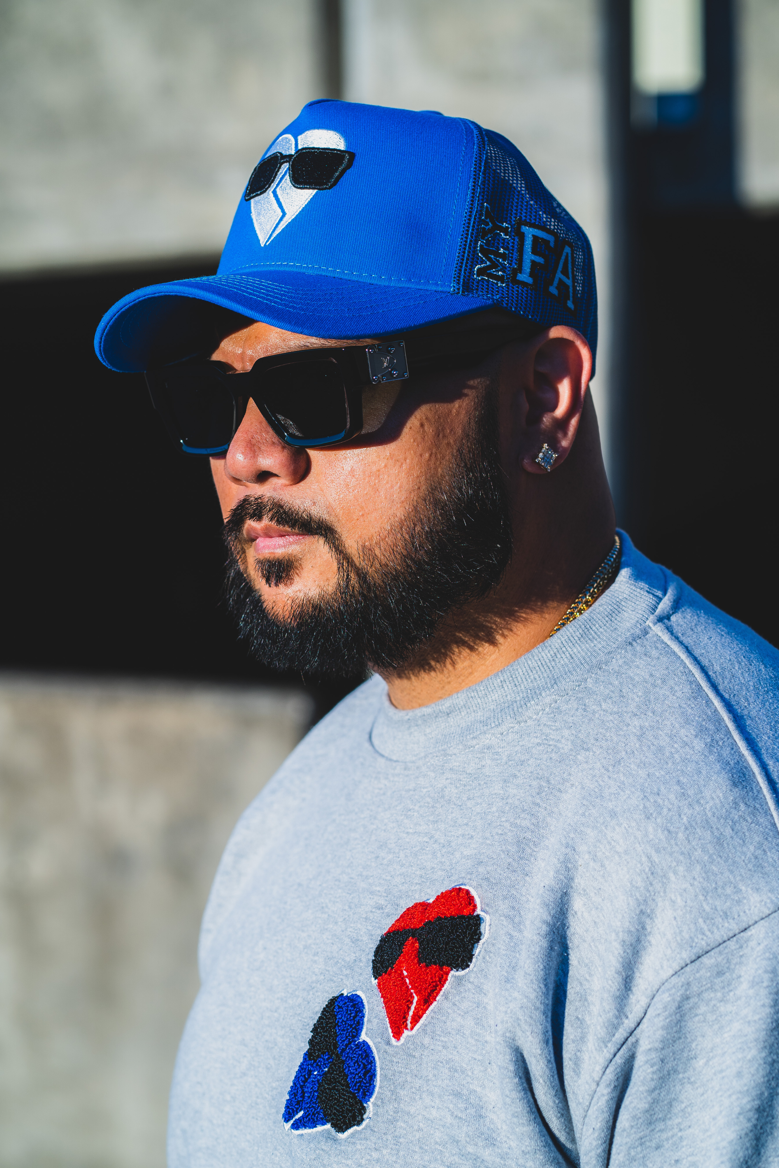 MYFA SnapBack Trucker Hat: Royal Blue/White Logo