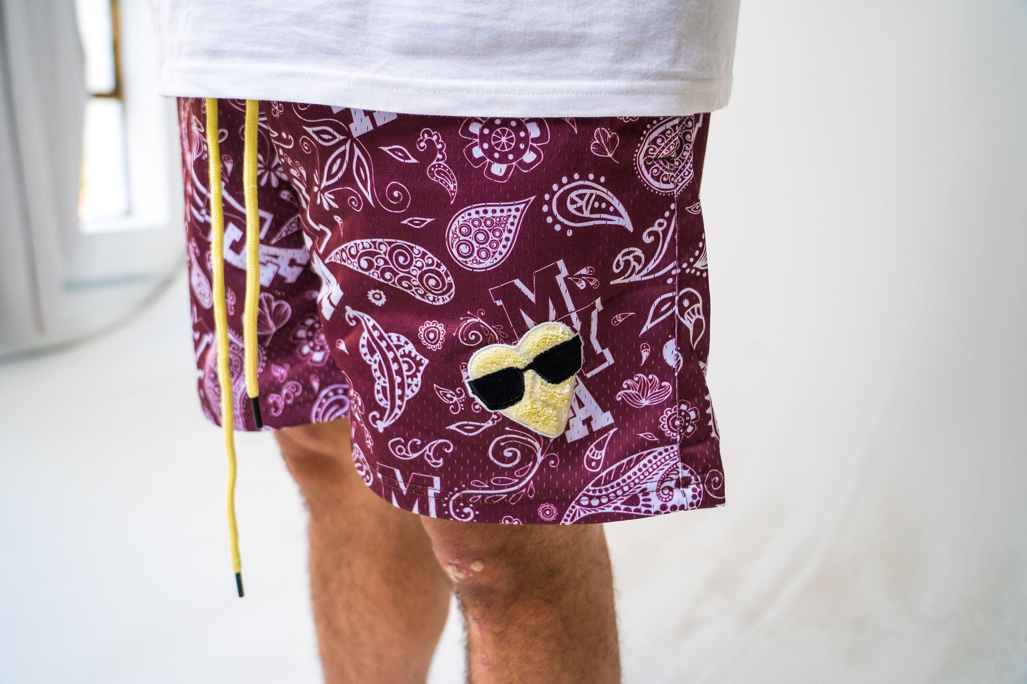 Burgundy Brown/White Paisley Daddy Dukes with Light Tan Logo (UNISEX