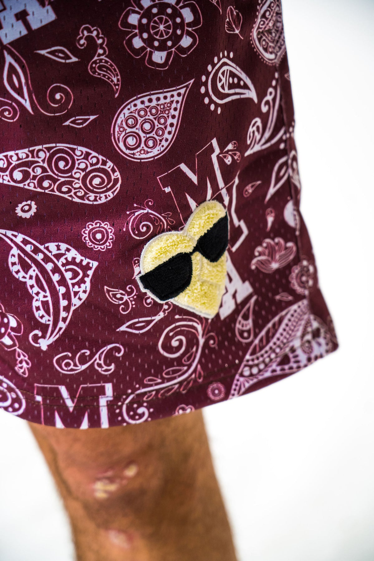 Burgundy Brown/White Paisley Daddy Dukes with Light Tan Logo (UNISEX