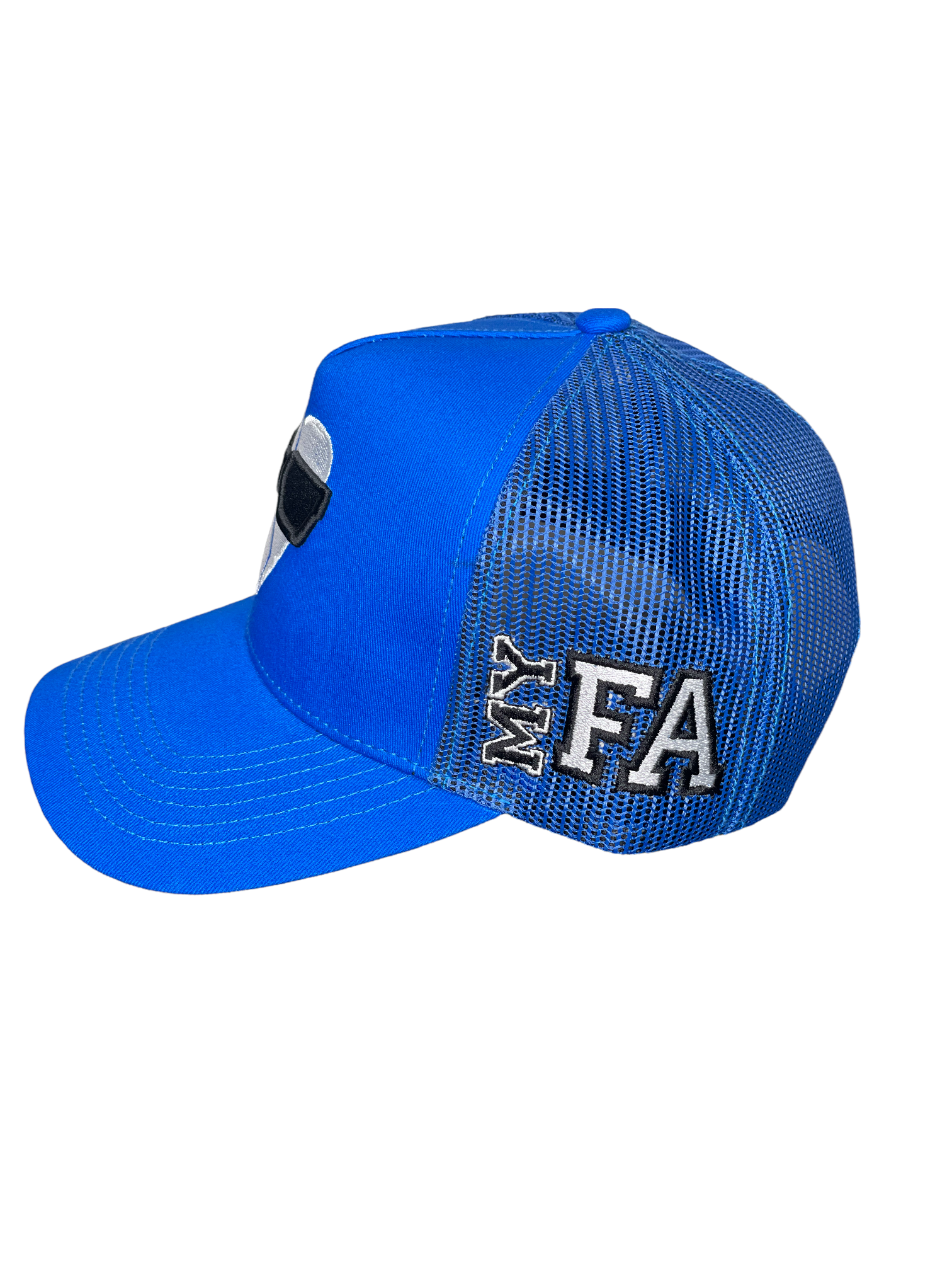 MYFA SnapBack Trucker Hat: Royal Blue/White Logo