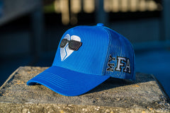 MYFA SnapBack Trucker Hat: Royal Blue/White Logo